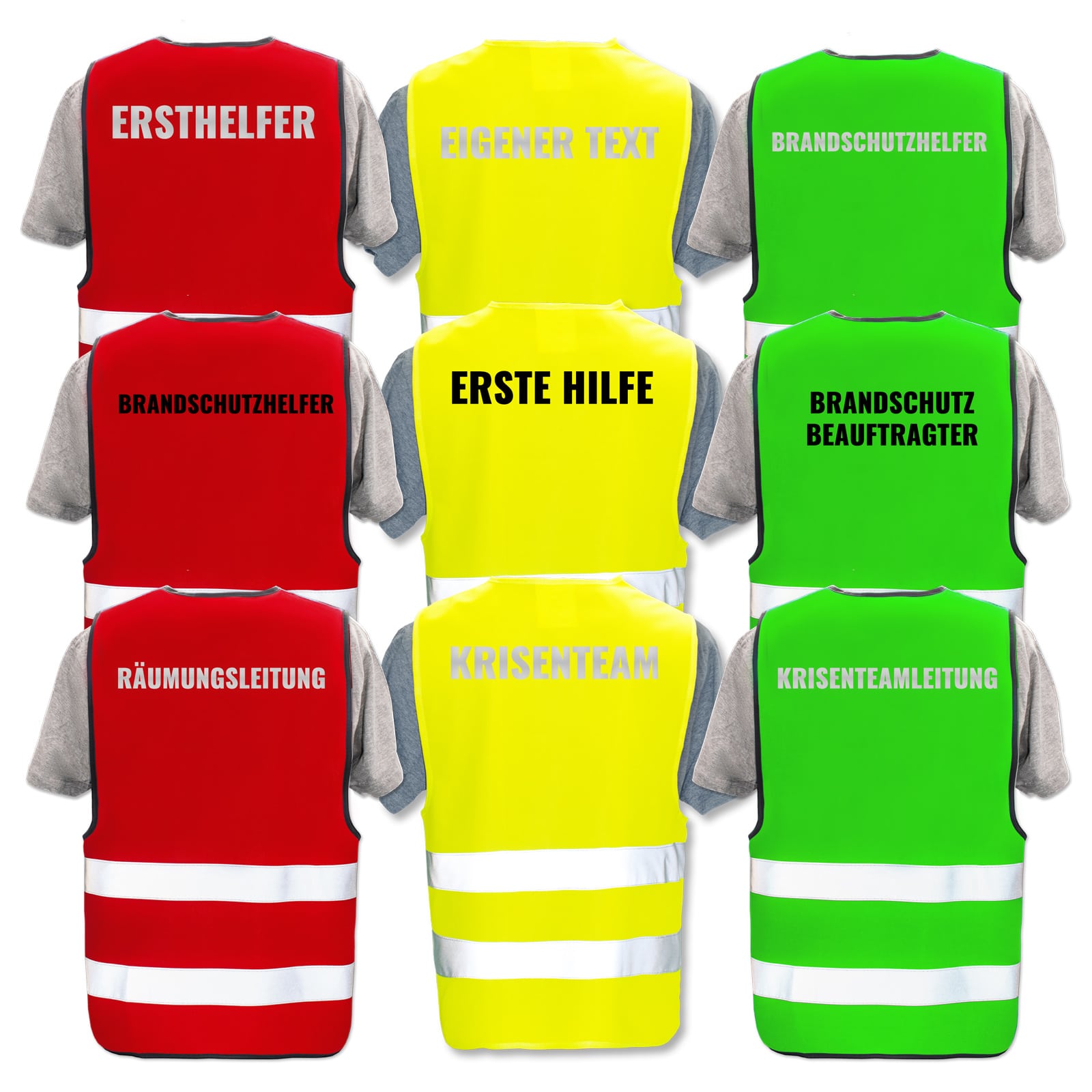 Warnweste Einsatzkräfte - Farben Rot, Blau und Gelb mit Druck // Sanitäter  - WarnwestenDruckerei